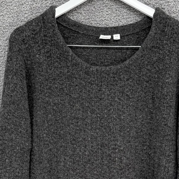 Gap Ribbed Bouclé crewneck wool and Alpaca blend sweater Grey XL - Picture 3 of 8